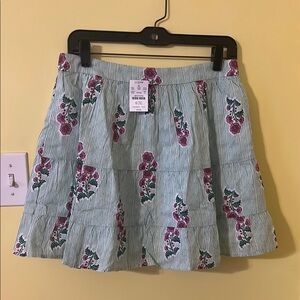 J. Crew Striped Mini Skirt with Floral Accents
